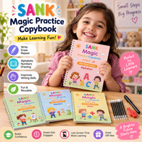 Magic Practice Copybook(4 Books + Magic Pen + Refill + Grip)