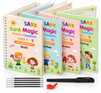 Magic Practice Copybook(4 Books + Magic Pen + Refill + Grip)