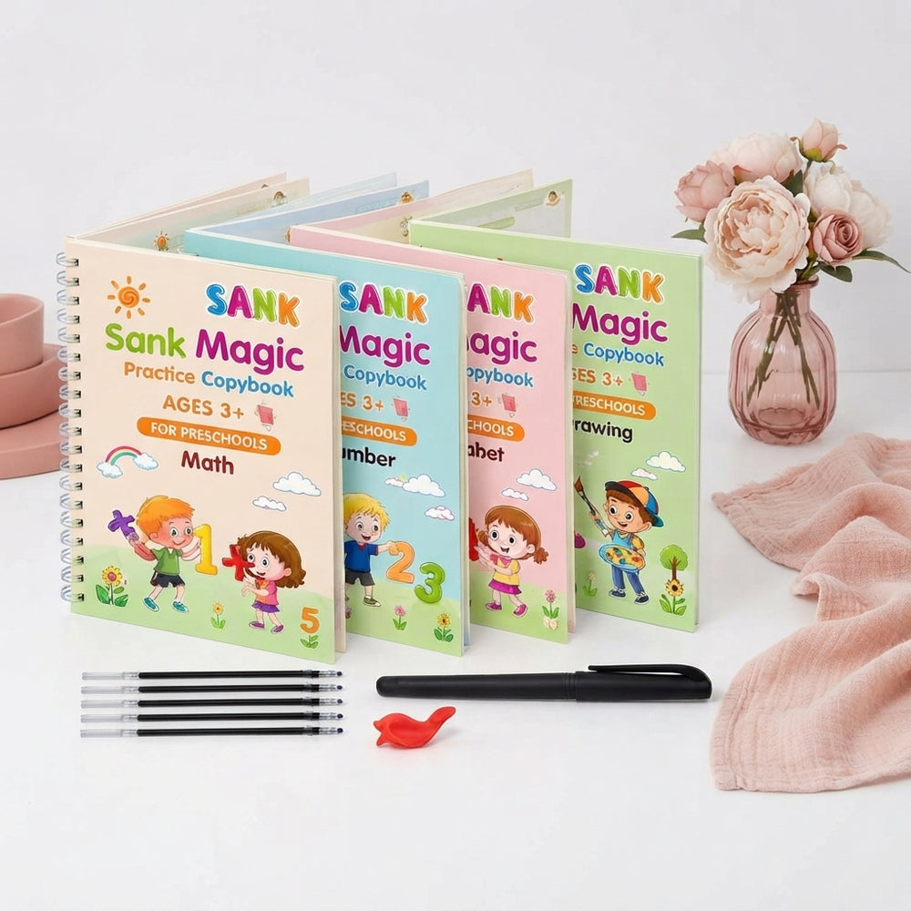 Magic Practice Copybook(4 Books + Magic Pen + Refill + Grip) - stellar-stats-with-image